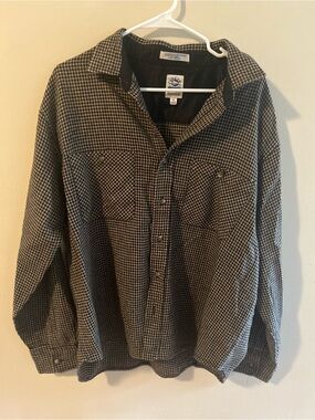Men's Houndstooth Button-Down Shirt - Black & Gray